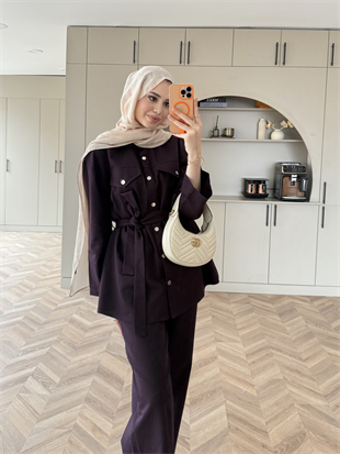 Connel Çıtçıtlı Pantolonlu Takım Mürdüm (2332)