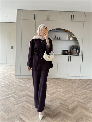 Connel Çıtçıtlı Pantolonlu Takım Mürdüm (2332)