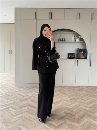 Connel Çıtçıtlı Pantolonlu Takım Siyah (2332)