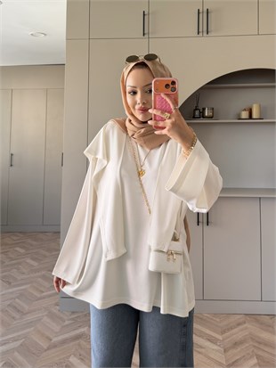 Cora Şal Yaka Sweat Beyaz (62401)