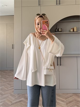 Cora Şal Yaka Sweat Beyaz (62401)