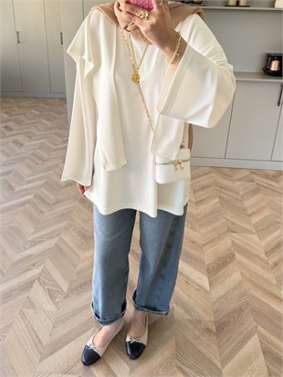 Cora Şal Yaka Sweat Beyaz (62401)
