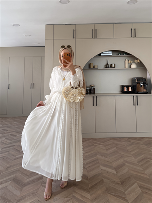 Cosmos Dantelli Etekli Takım Beyaz (5707)