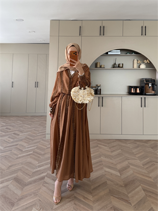 Cosmos Dantelli Etekli Takım Camel (5707)