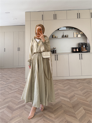 Cosmos Dantelli Etekli Takım Haki (5707)