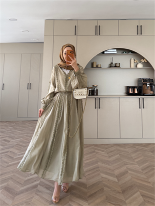 Cosmos Dantelli Etekli Takım Haki (5707)