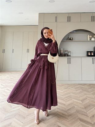 Cosmos Dantelli Etekli Takım Bordo (5707)