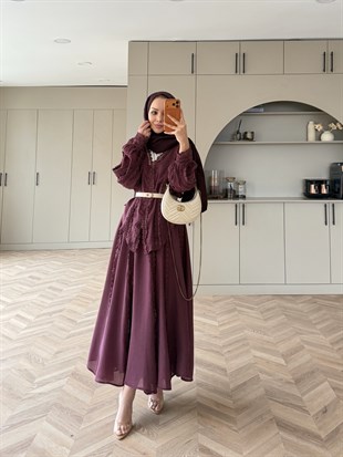 Cosmos Dantelli Etekli Takım Bordo (5707)