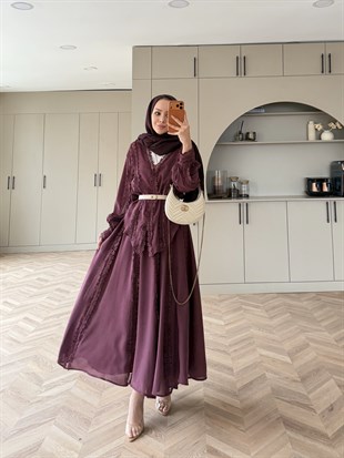 Cosmos Dantelli Etekli Takım Bordo (5707)