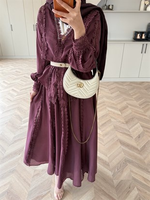 Cosmos Dantelli Etekli Takım Bordo (5707)