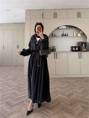 Cosmos Dantelli Etekli Takım Siyah (5707)