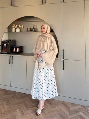 Creamy Yarasa Kollu Bluz Bej (3026)