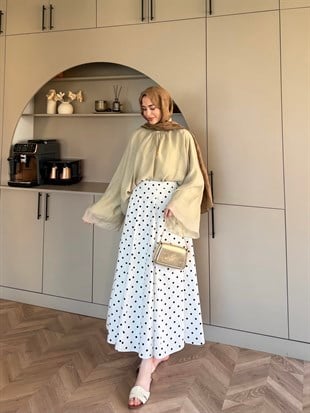 Creamy Yarasa Kollu Bluz Çağla (3026)