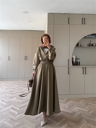 Cristal Ceketli Taşlı Cupra Etekli Takım Haki (1987)