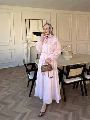 Dale Nakışlı Etekli Takım Pembe (8350)