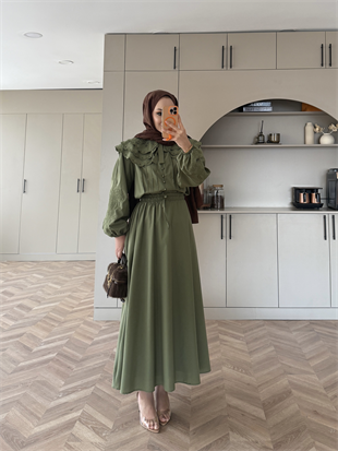 Dale Nakışlı Etekli Takım Yeşil (8350)