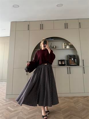 Dali Ekose Etek Bordo-Ekru 17