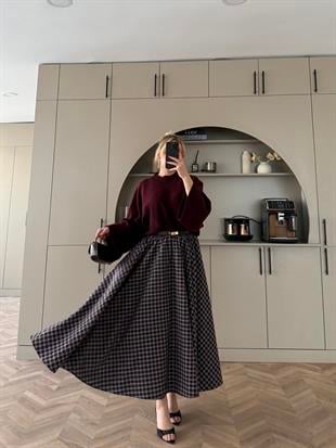 Dali Ekose Etek Bordo-Ekru 17