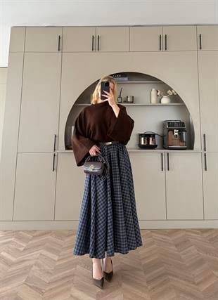 Dali Ekose Etek Kahve-Mavi 19