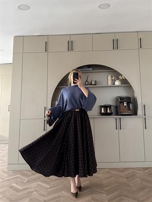 Dali Ekose Etek Turuncu-Lacivert 22