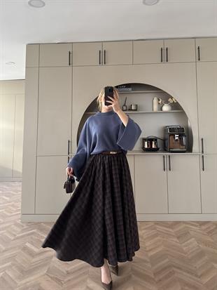 Dali Ekose Etek Turuncu-Lacivert 22