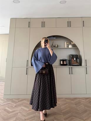 Dali Ekose Etek Turuncu-Lacivert 22