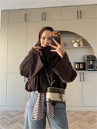 Danla Uzun Yaka Ceket Kahve (4573)
