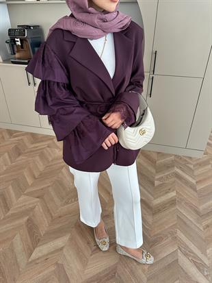 Dantelli Ceket Mürdüm