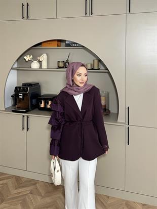 Dantelli Ceket Mürdüm