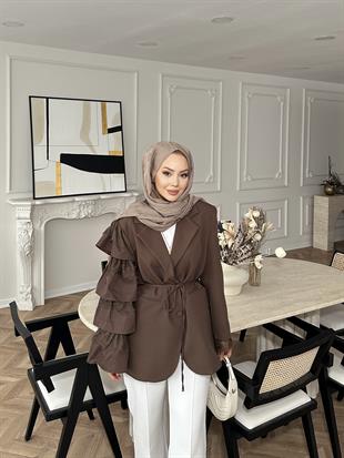 Dantelli Ceket Kahve