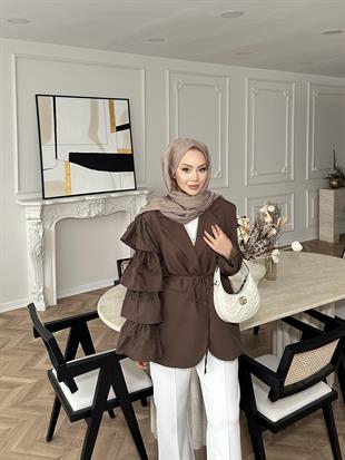 Dantelli Ceket Kahve