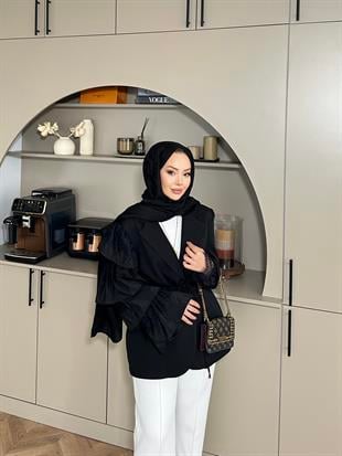 Dantelli Ceket Siyah