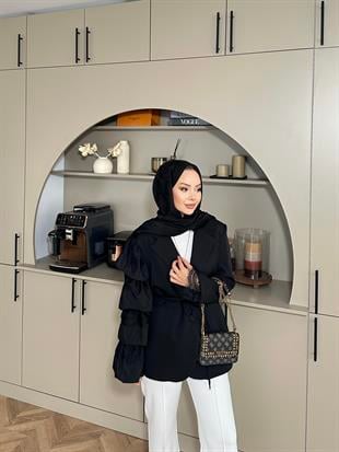 Dantelli Ceket Siyah