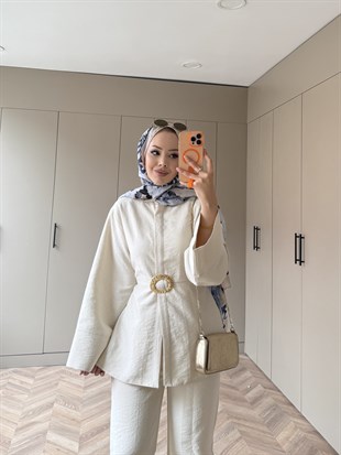 Dark Broş Detaylı Cupra Takım Bej (4437)