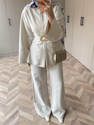 Dark Broş Detaylı Cupra Takım Bej (4437)