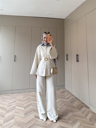 Dark Broş Detaylı Cupra Takım Bej (4437)