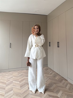 Dark Broş Detaylı Cupra Takım Ekru (4437)