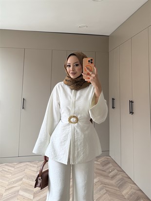 Dark Broş Detaylı Cupra Takım Ekru (4437)