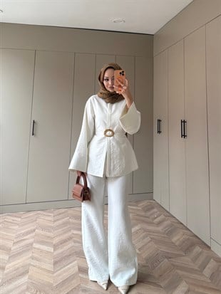 Dark Broş Detaylı Cupra Takım Ekru (4437)