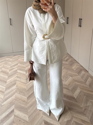 Dark Broş Detaylı Cupra Takım Ekru (4437)