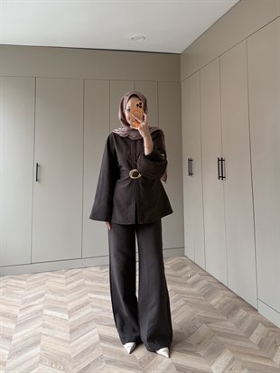 Dark Broş Detaylı Cupra Takım Kahve (4437)