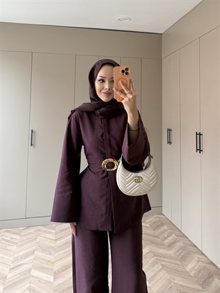 Dark Broş Detaylı Cupra Takım Mürdüm (4437)