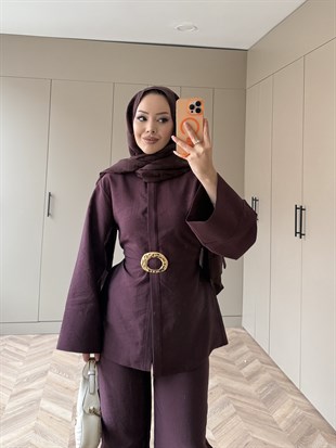 Dark Broş Detaylı Cupra Takım Mürdüm (4437)