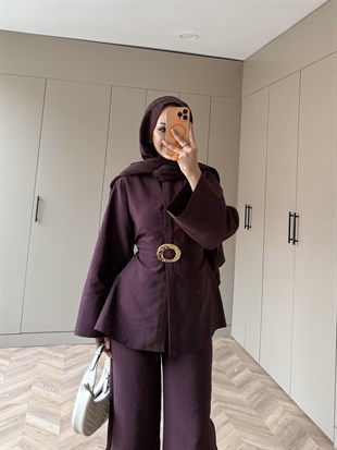 Dark Broş Detaylı Cupra Takım Mürdüm (4437)