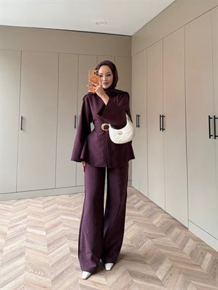 Dark Broş Detaylı Cupra Takım Mürdüm (4437)