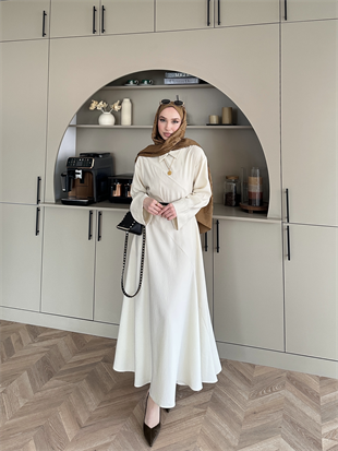 Davina Kemerli Modal Elbise Bej (648)