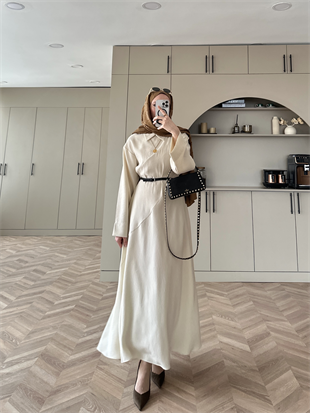 Davina Kemerli Modal Elbise Bej (648)