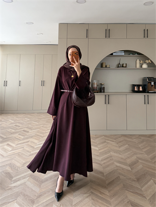 Davina Kemerli Modal Elbise Mürdüm (648)