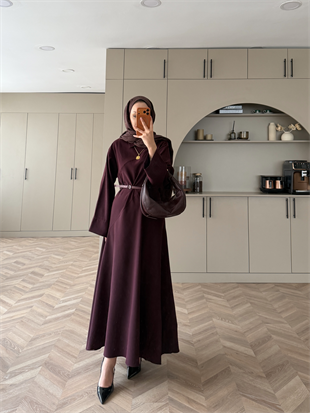 Davina Kemerli Modal Elbise Mürdüm (648)