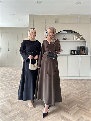 Davina Kemerli Modal Elbise Siyah (648)